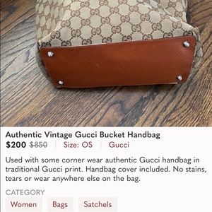 Authentic Vintage Gucci Bucket Handbag PRICE FIRM